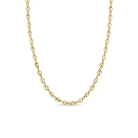 14k Gold Small Puffed Mariner Chain Necklace