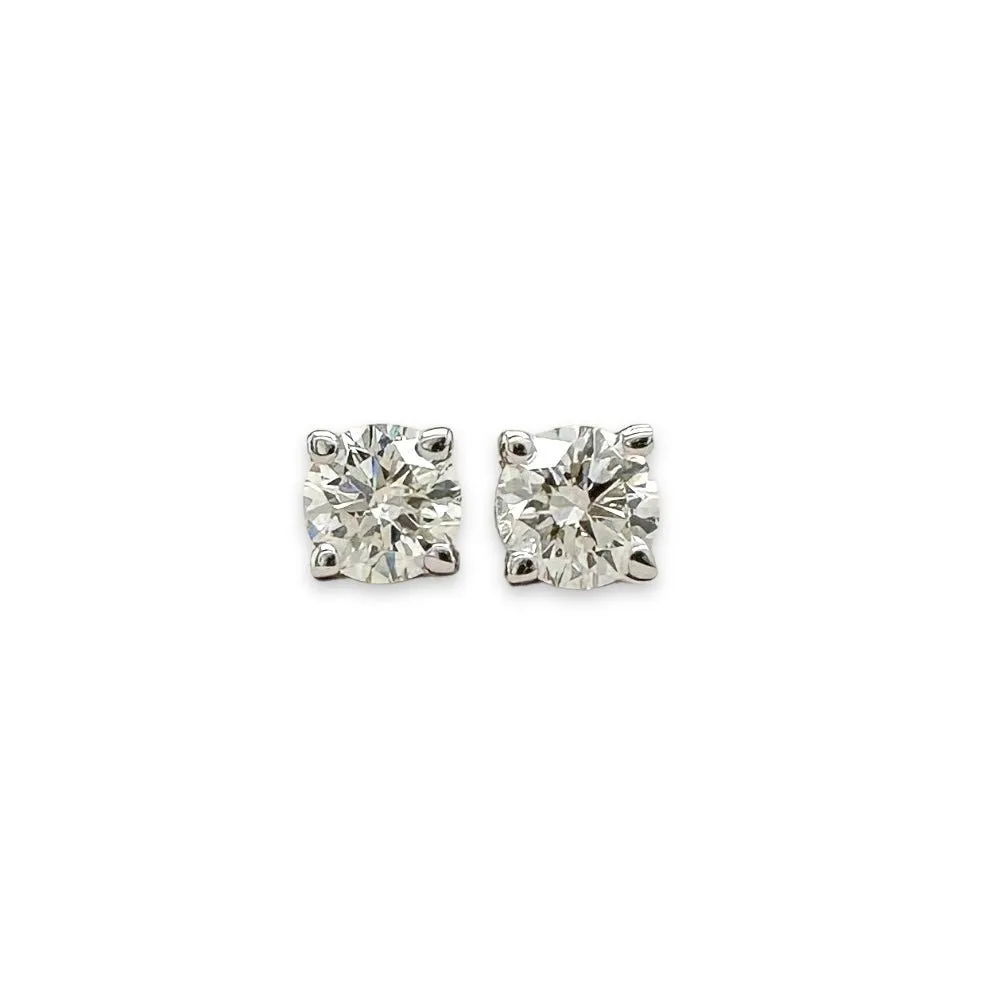 14K W Gold 0.50ctw H/SI1 Diamond Stud Earrings