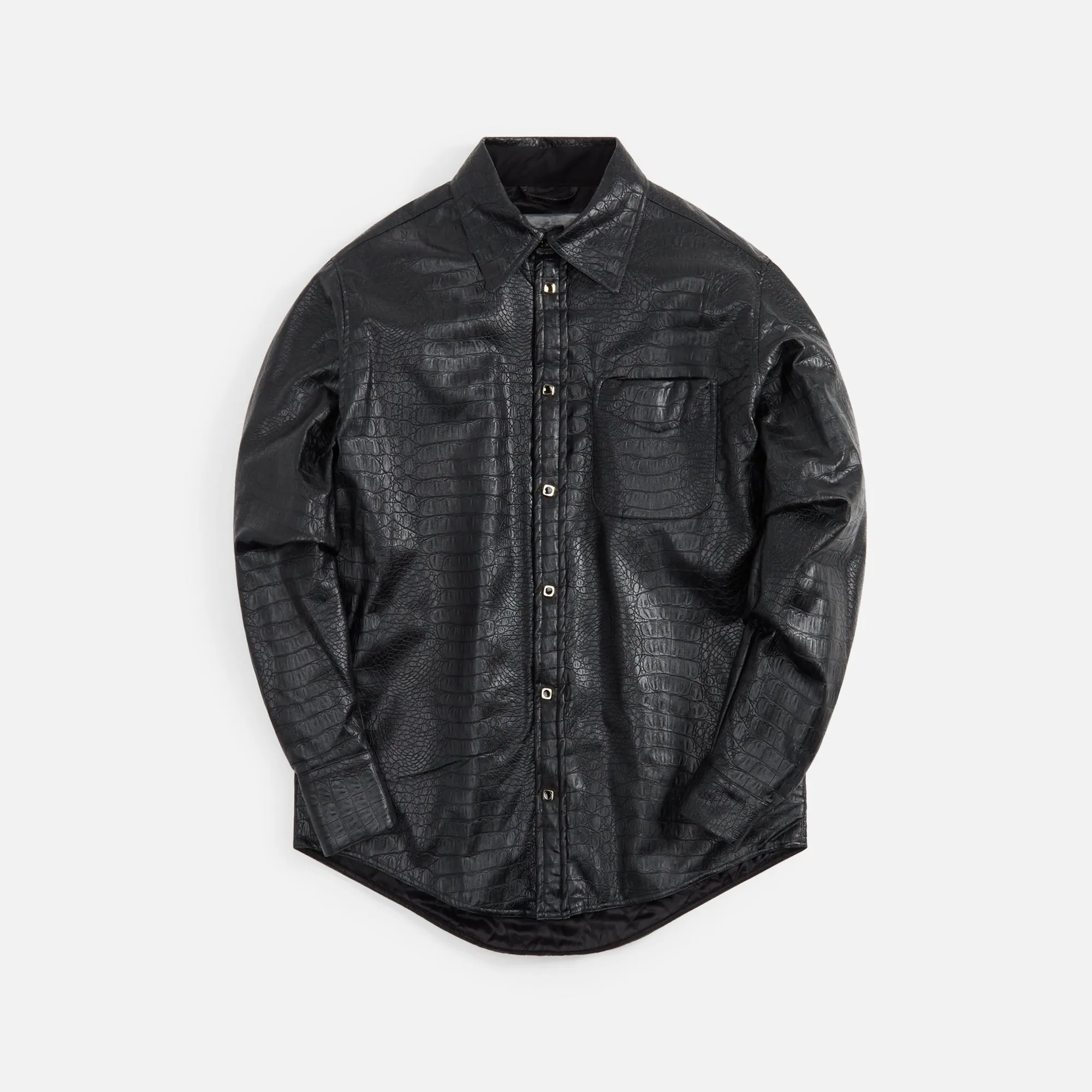 4S Designs Quilted Buttondown Shirt Jacket - Black