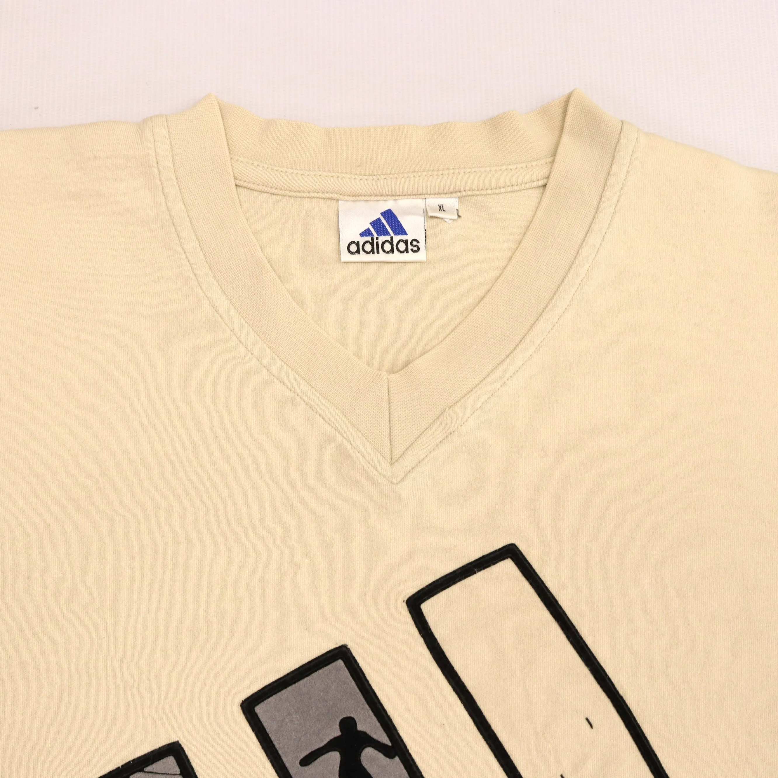 Adidas Cream Three Stripe T-shirt