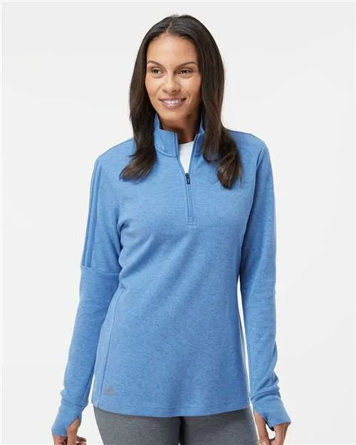 Adidas Ladies 3-Stripes Quarter-Zip Sweater