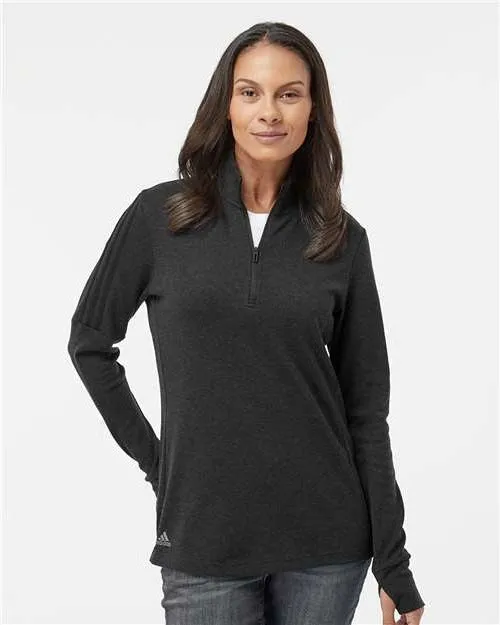 Adidas Ladies 3-Stripes Quarter-Zip Sweater