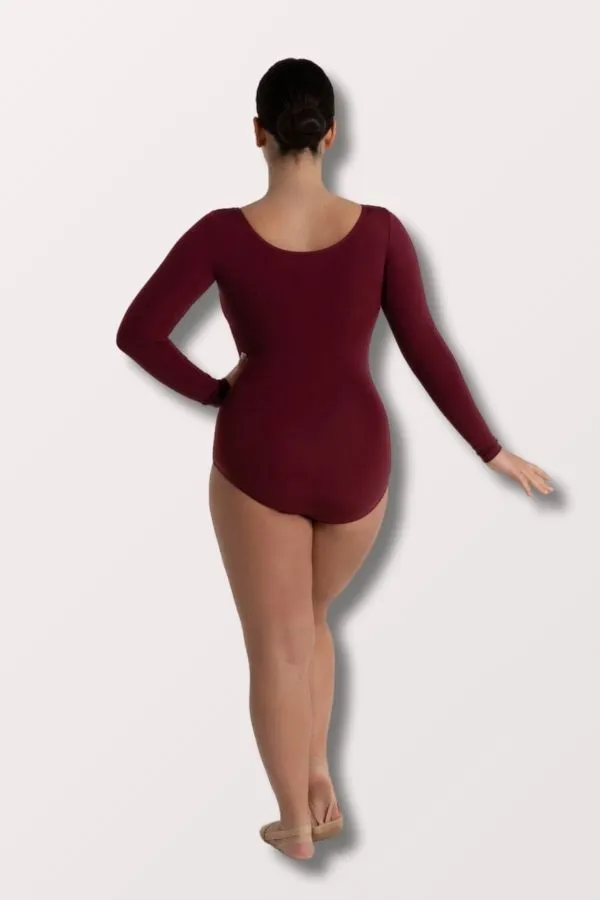 Adult Nylon Long Sleeve Leotard - Maroon