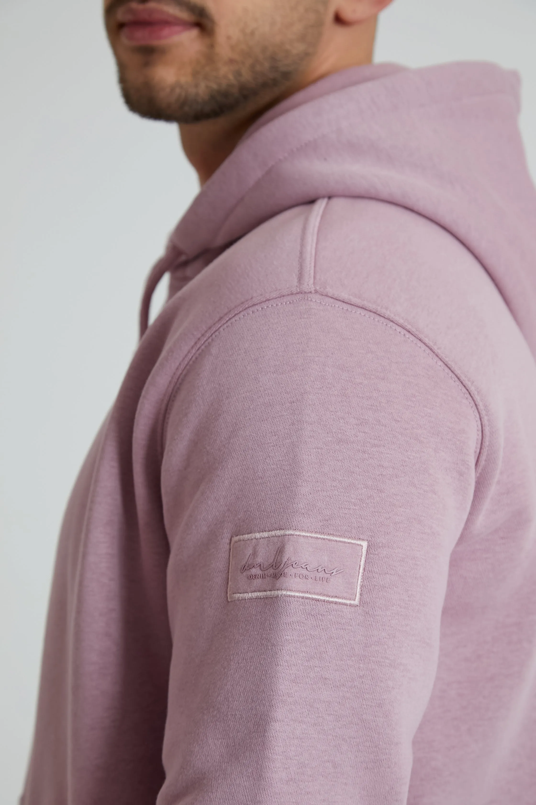 Aldo premium brushback fleece hoodie in Mauve haze