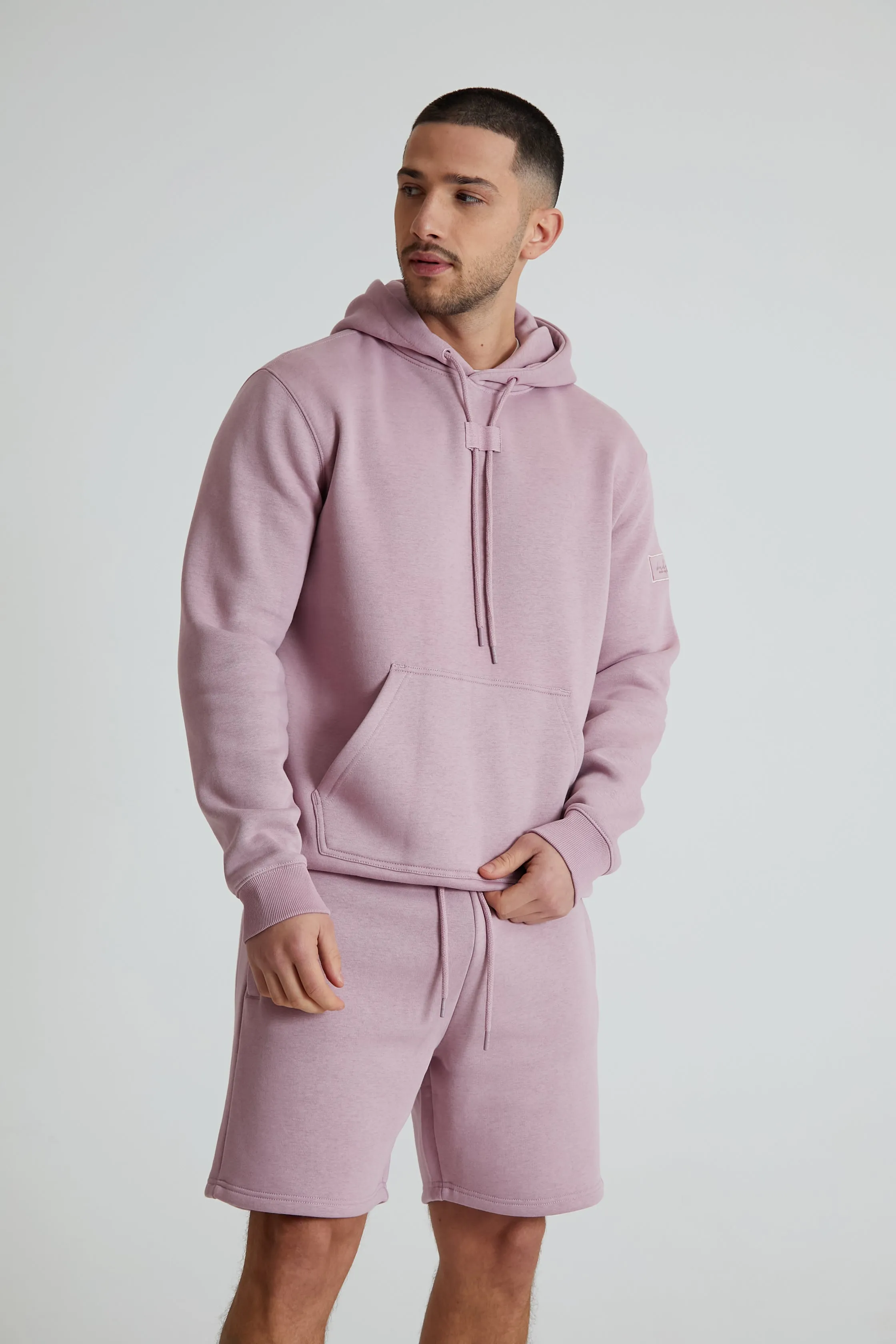 Aldo premium brushback fleece hoodie in Mauve haze