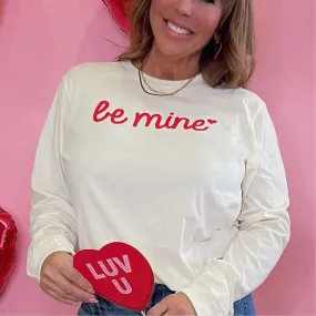 Be Mine Cursive Heart Long Sleeve Tee