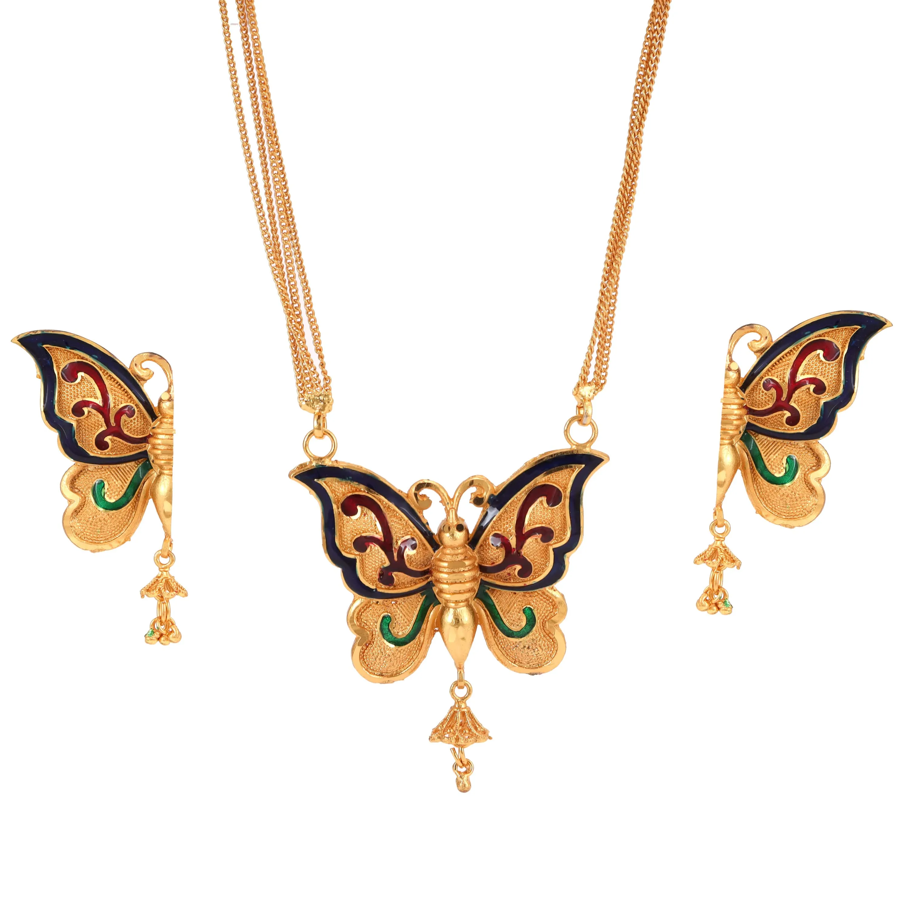 Butterfly Chain Long Necklace Set