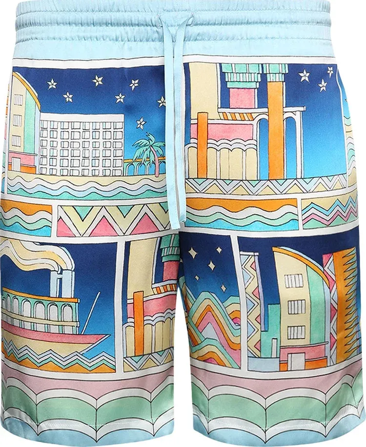 CASABLANCA Silk Shorts With Drawstrings 'Collage'