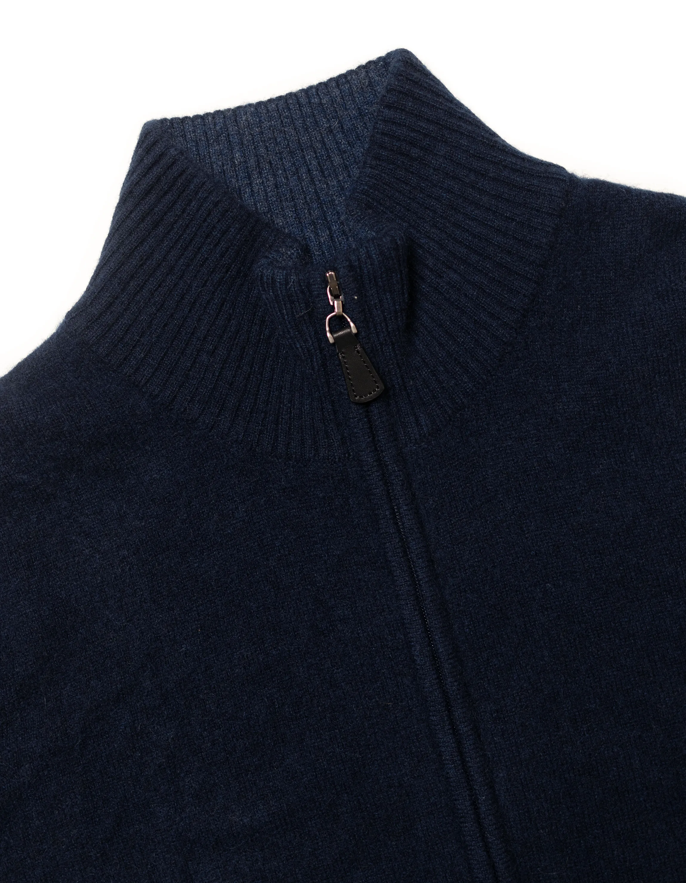 CASHMERE ZIP UP SWEATER - NAVY