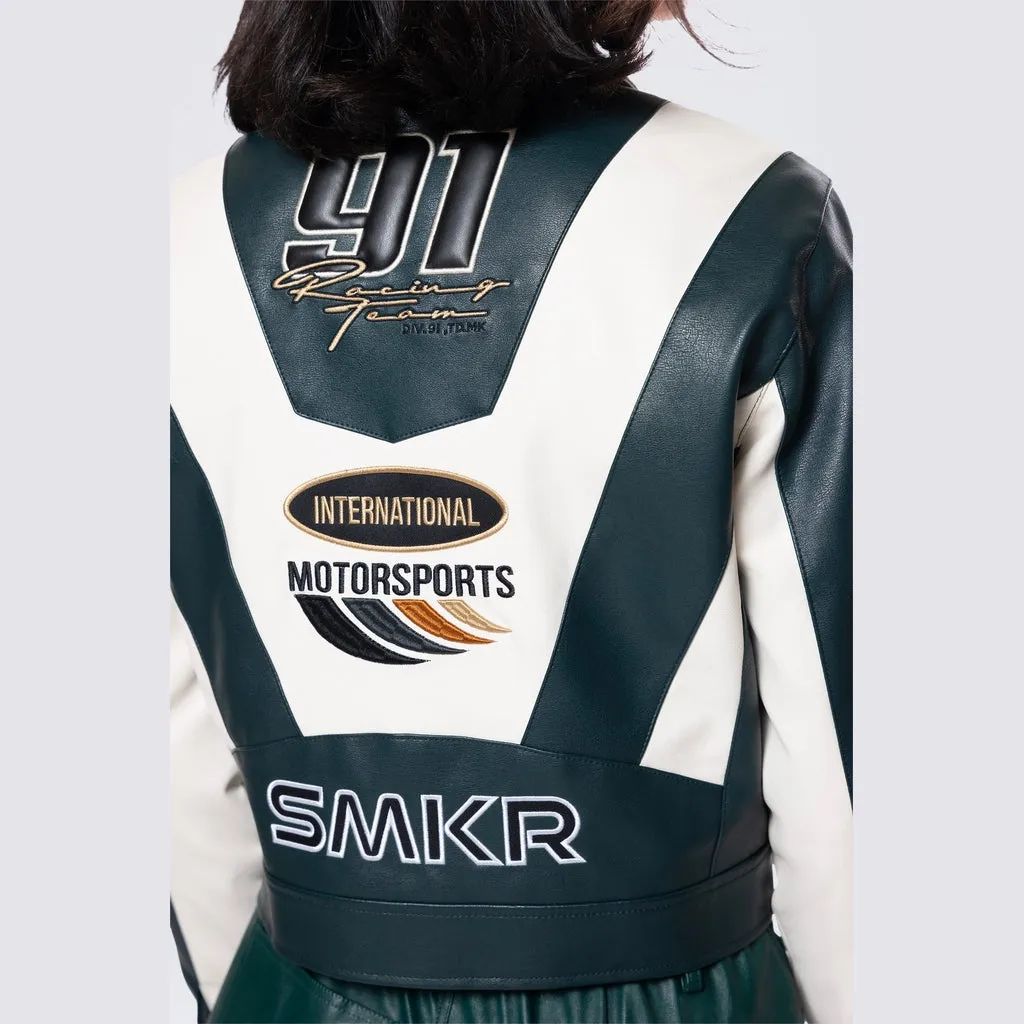 Racing Jacket with Collar - Sleek Oxidized Green