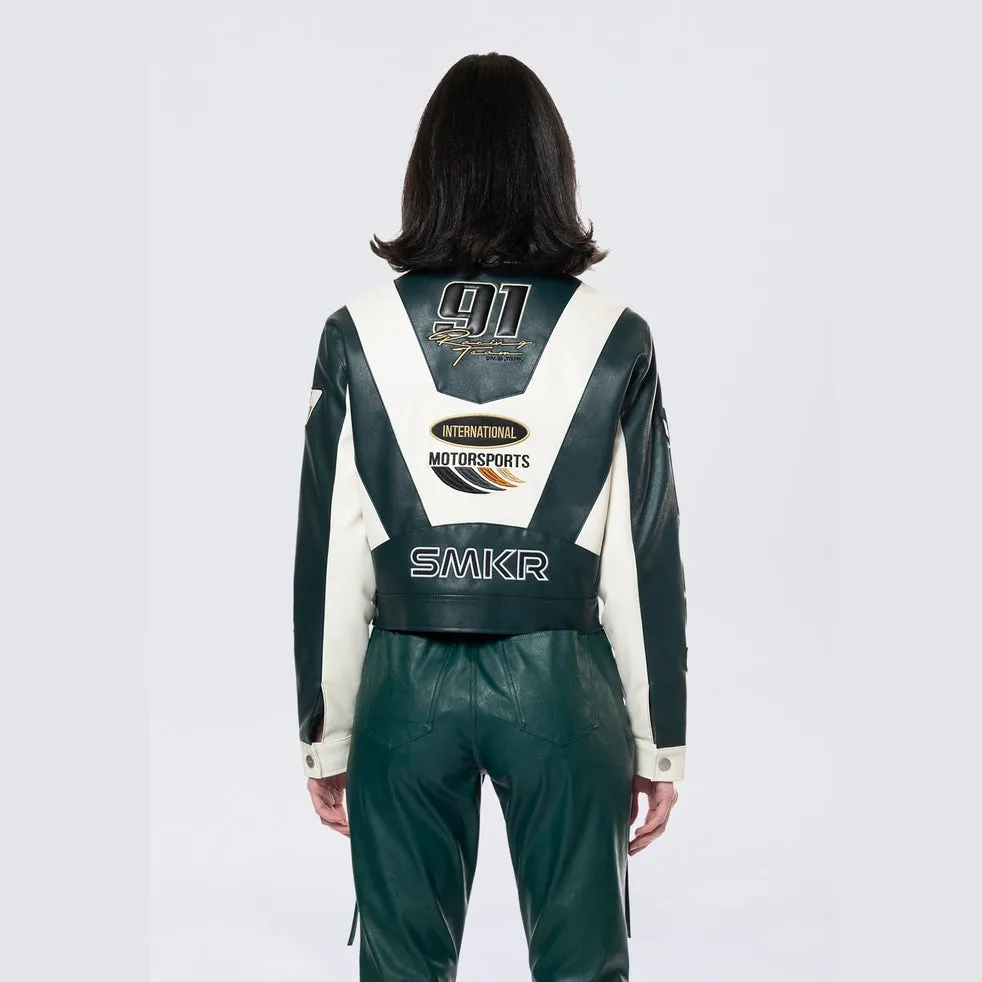 Racing Jacket with Collar - Sleek Oxidized Green