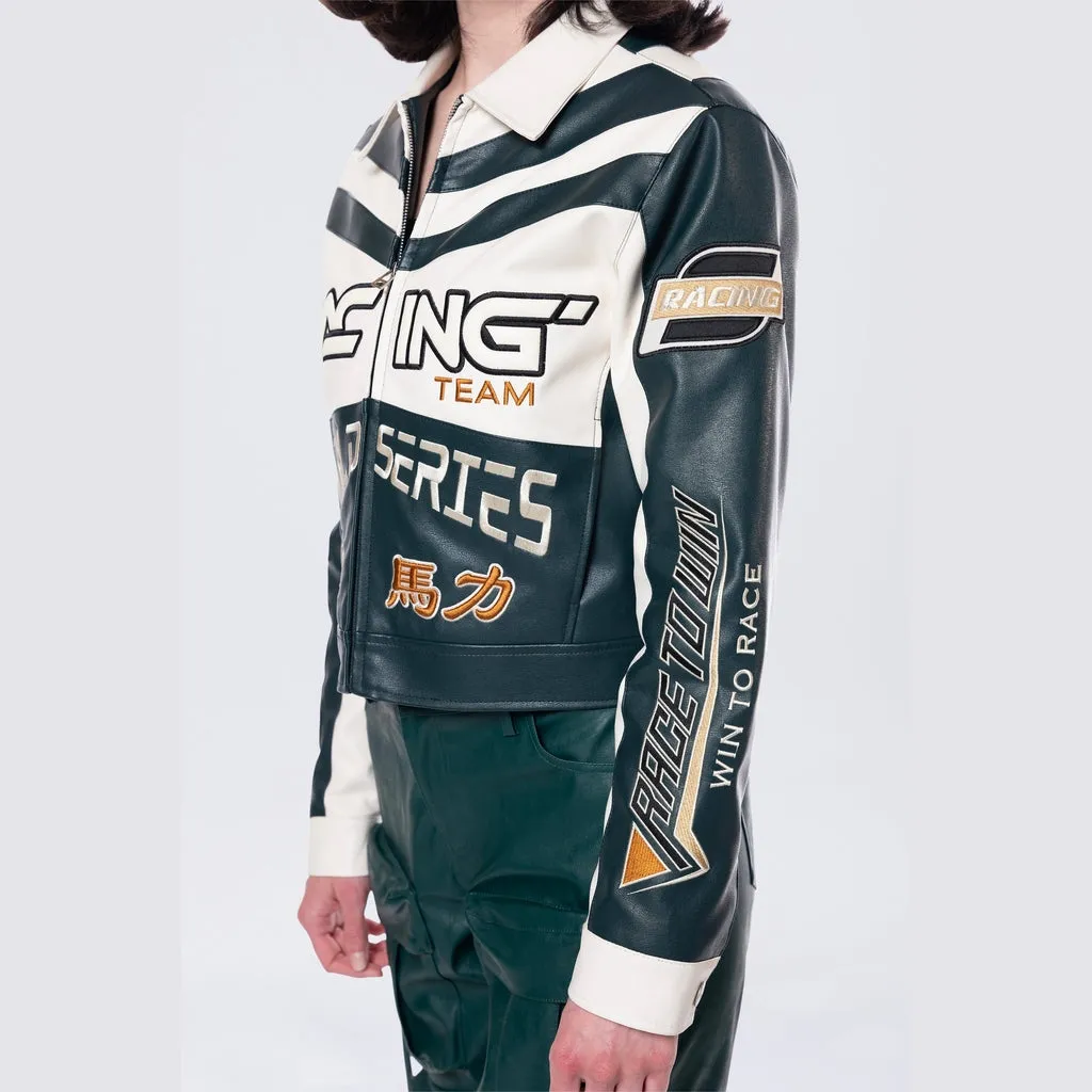 Racing Jacket with Collar - Sleek Oxidized Green