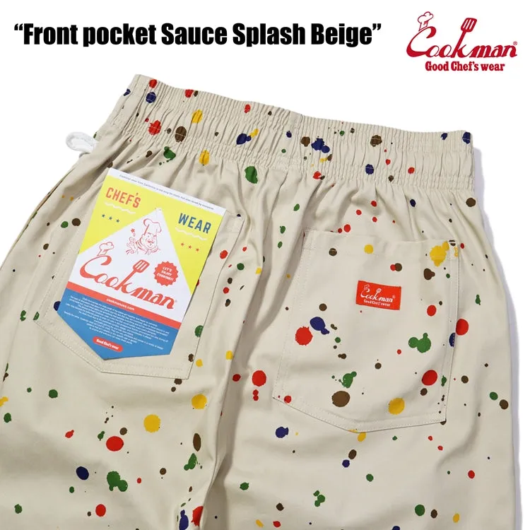 Cookman Chef Short Pants Front Pocket - Sauce Splash : Beige