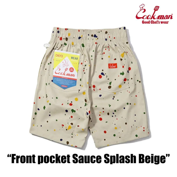 Cookman Chef Short Pants Front Pocket - Sauce Splash : Beige