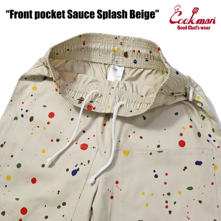 Cookman Chef Short Pants Front Pocket - Sauce Splash : Beige