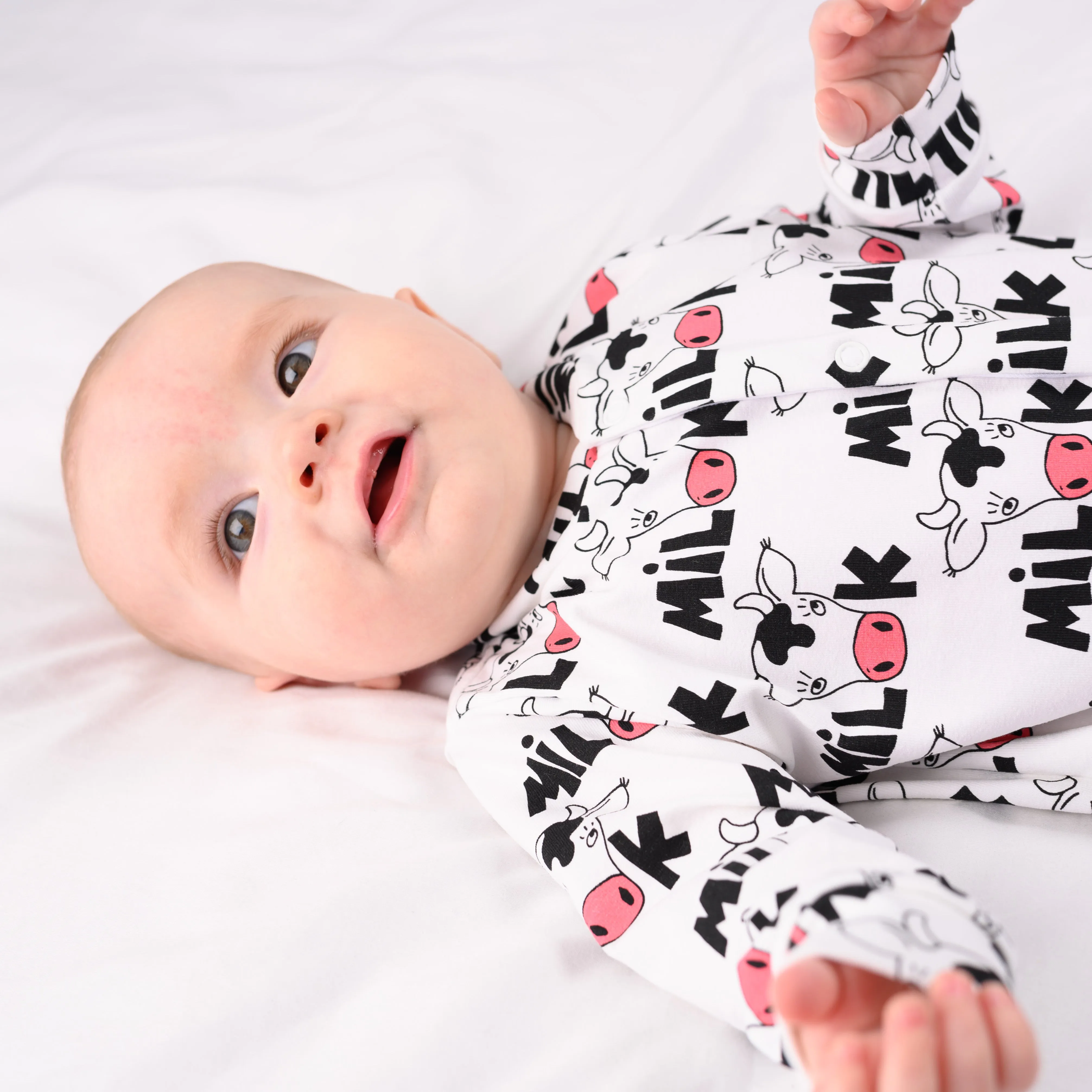 Cows milk print cotton sleepsuit