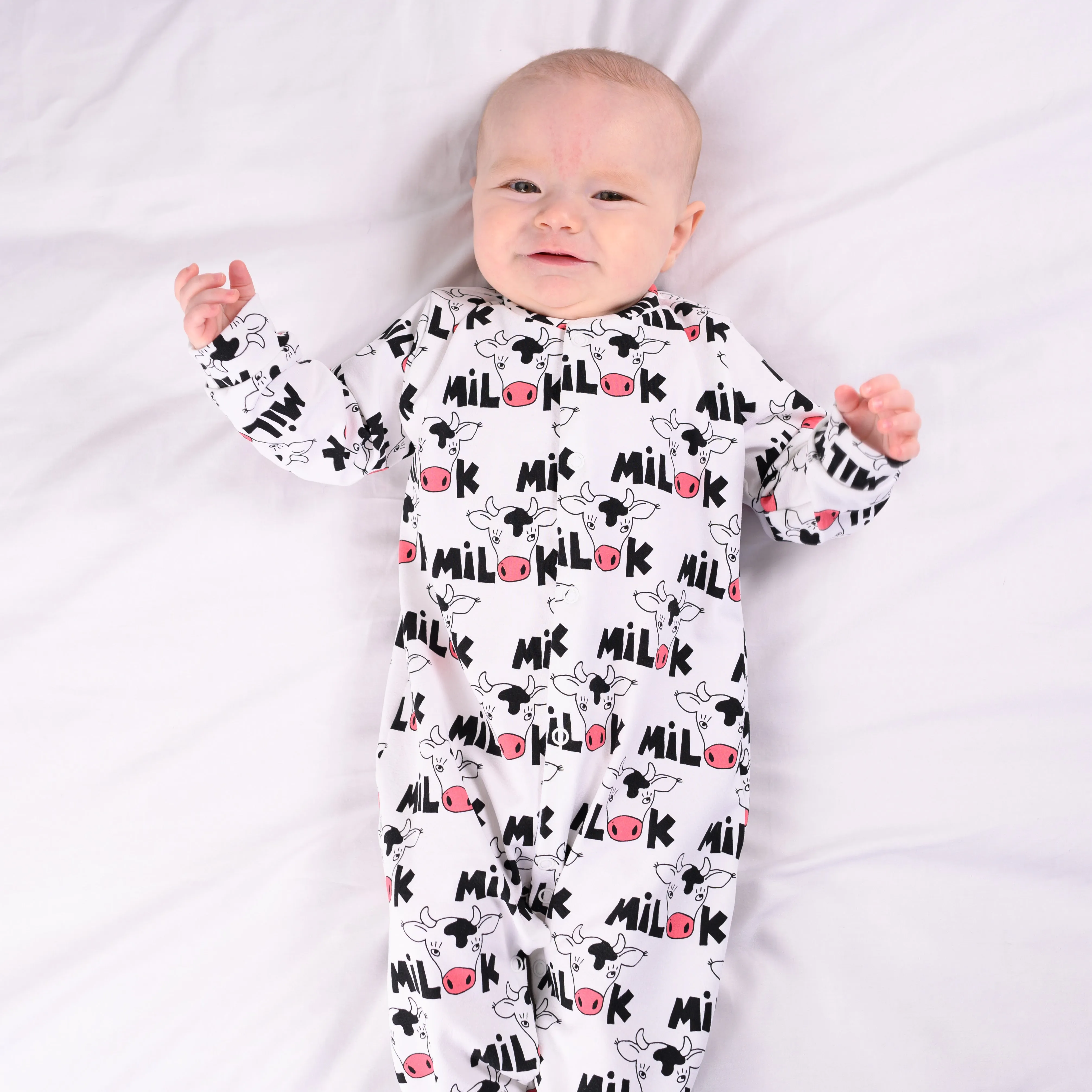 Cows milk print cotton sleepsuit