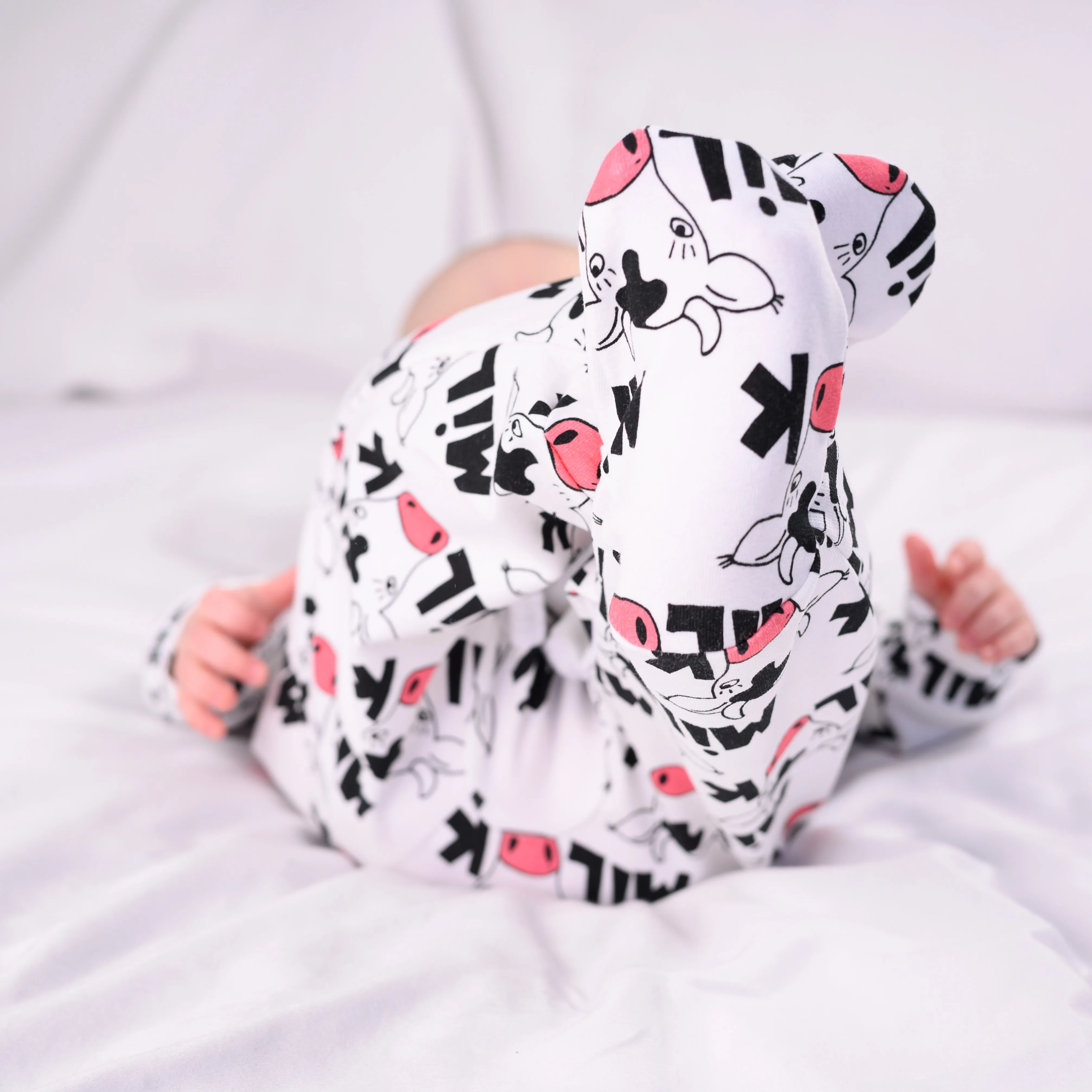 Cows milk print cotton sleepsuit