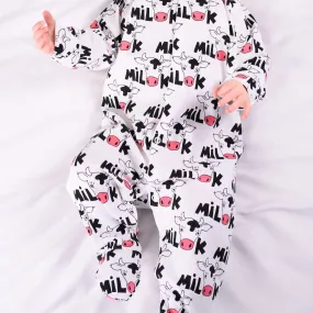 Cows milk print cotton sleepsuit