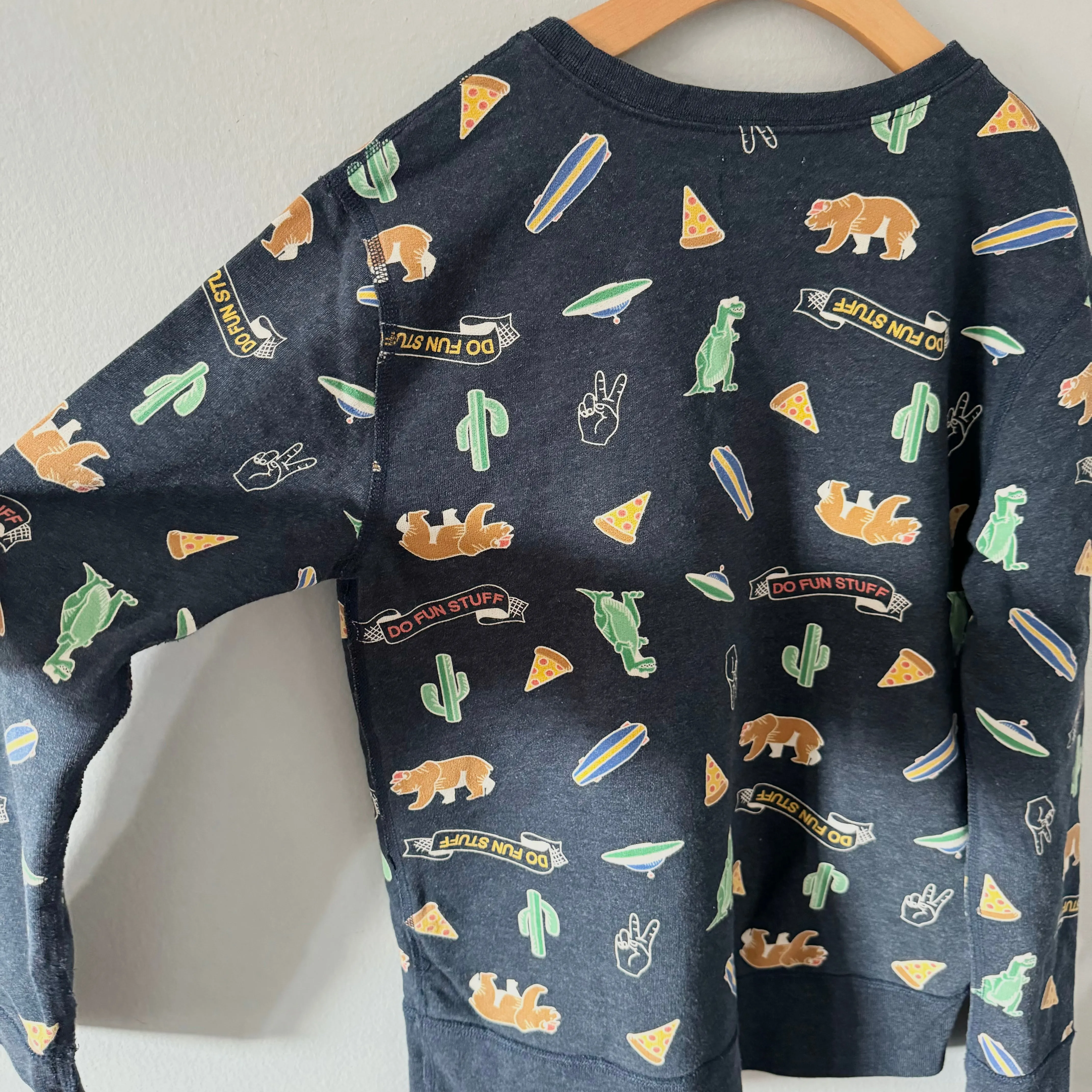 Crewcuts / Navy sweatshirt - Pizza, dinosaur, bear / 12Y