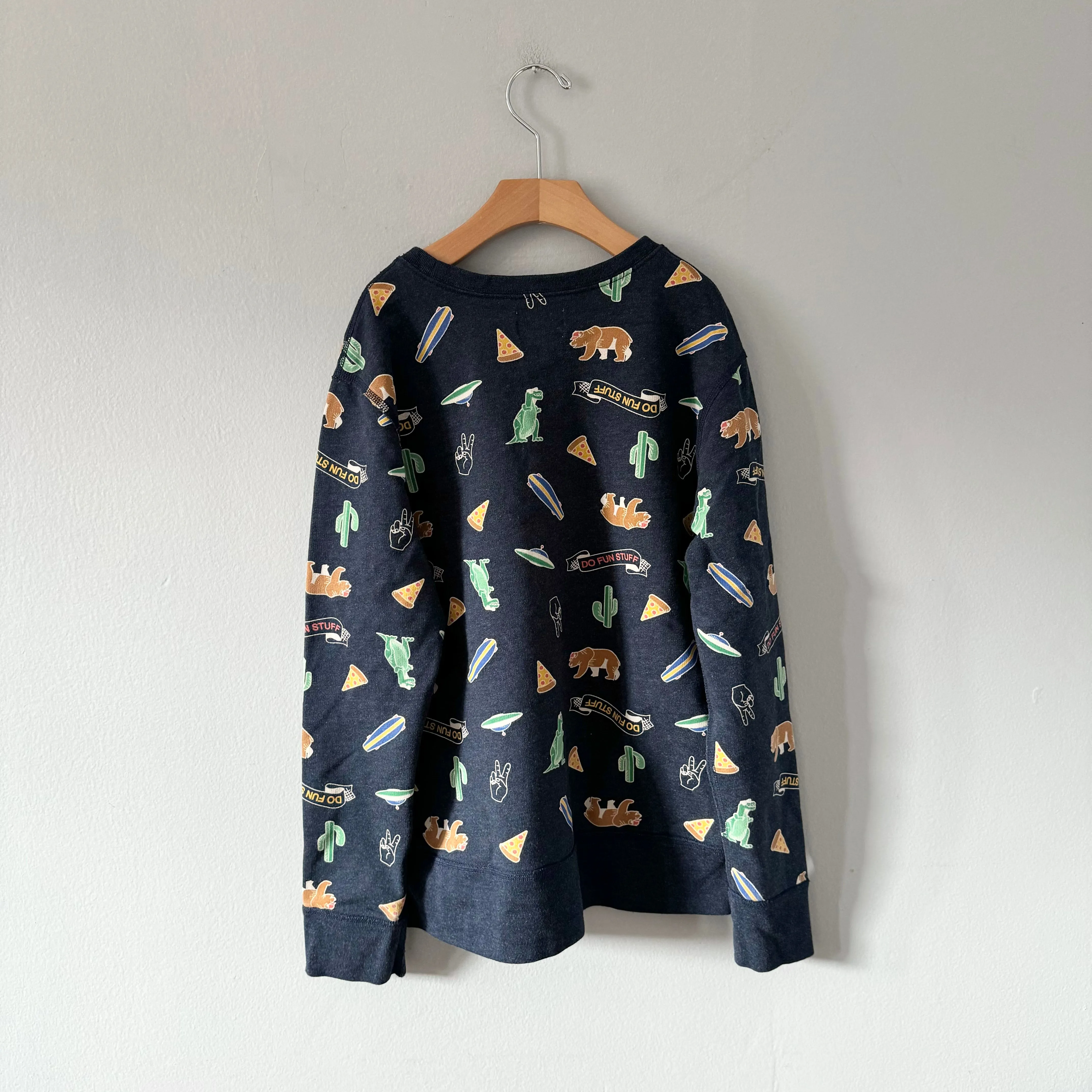 Crewcuts / Navy sweatshirt - Pizza, dinosaur, bear / 12Y