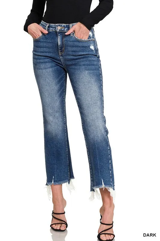 Crop Kick Flare Denim -Dark