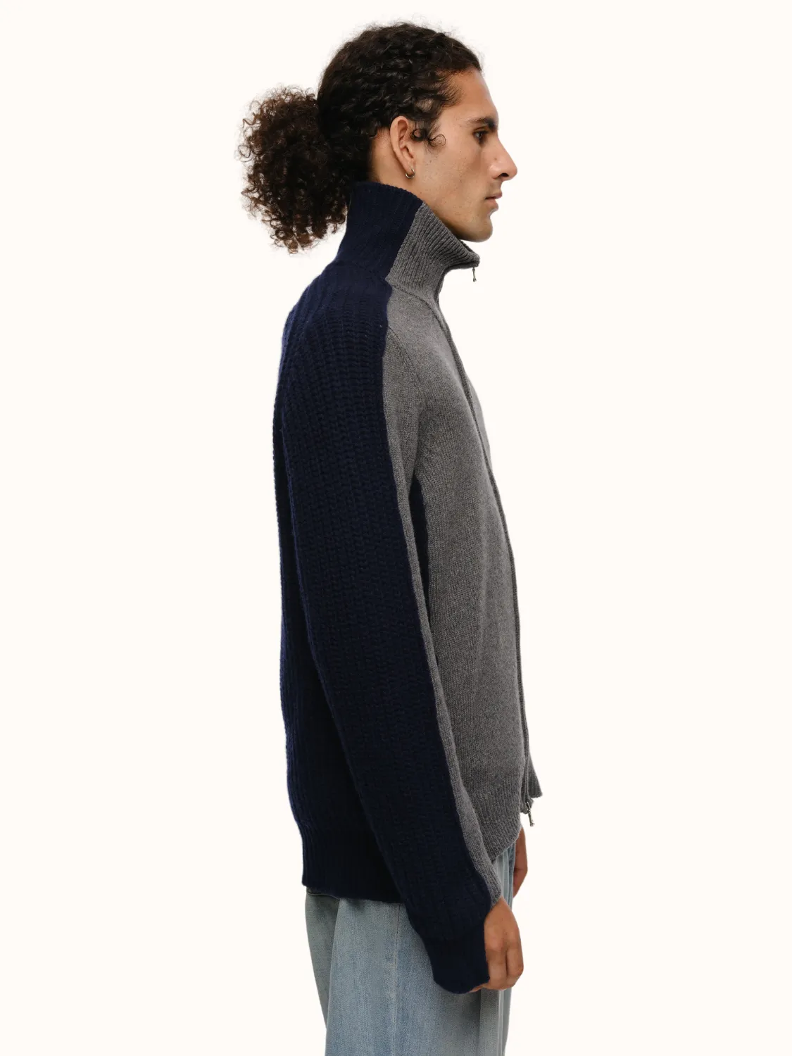 Dakota Zip Front Cardigan in Recycled Cashmere & Recycled Wool