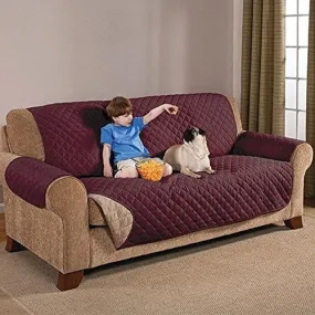 DELUXE REVERSIBLE SOFA FURNITURE PROTECTOR, BURGUNDY / TAN