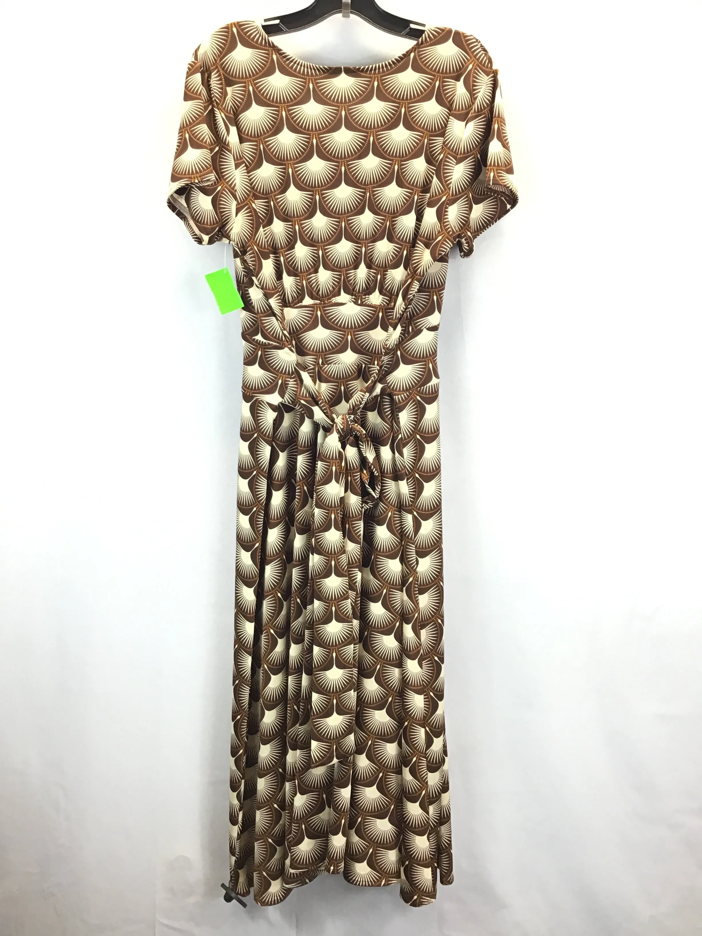 Dress Casual Midi By Clothes Mentor In Brown & Cream, Size: 2x