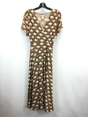 Dress Casual Midi By Clothes Mentor In Brown & Cream, Size: 2x