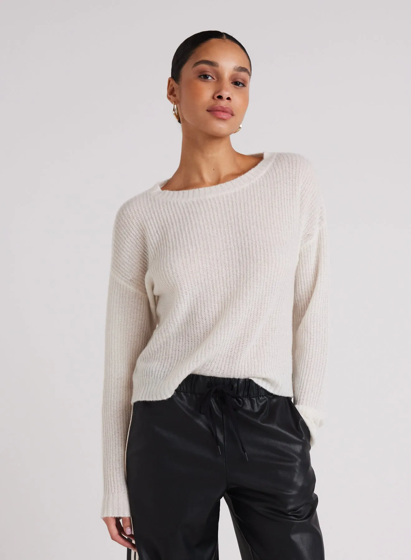 Drop Shoulder Sweater - Winter White