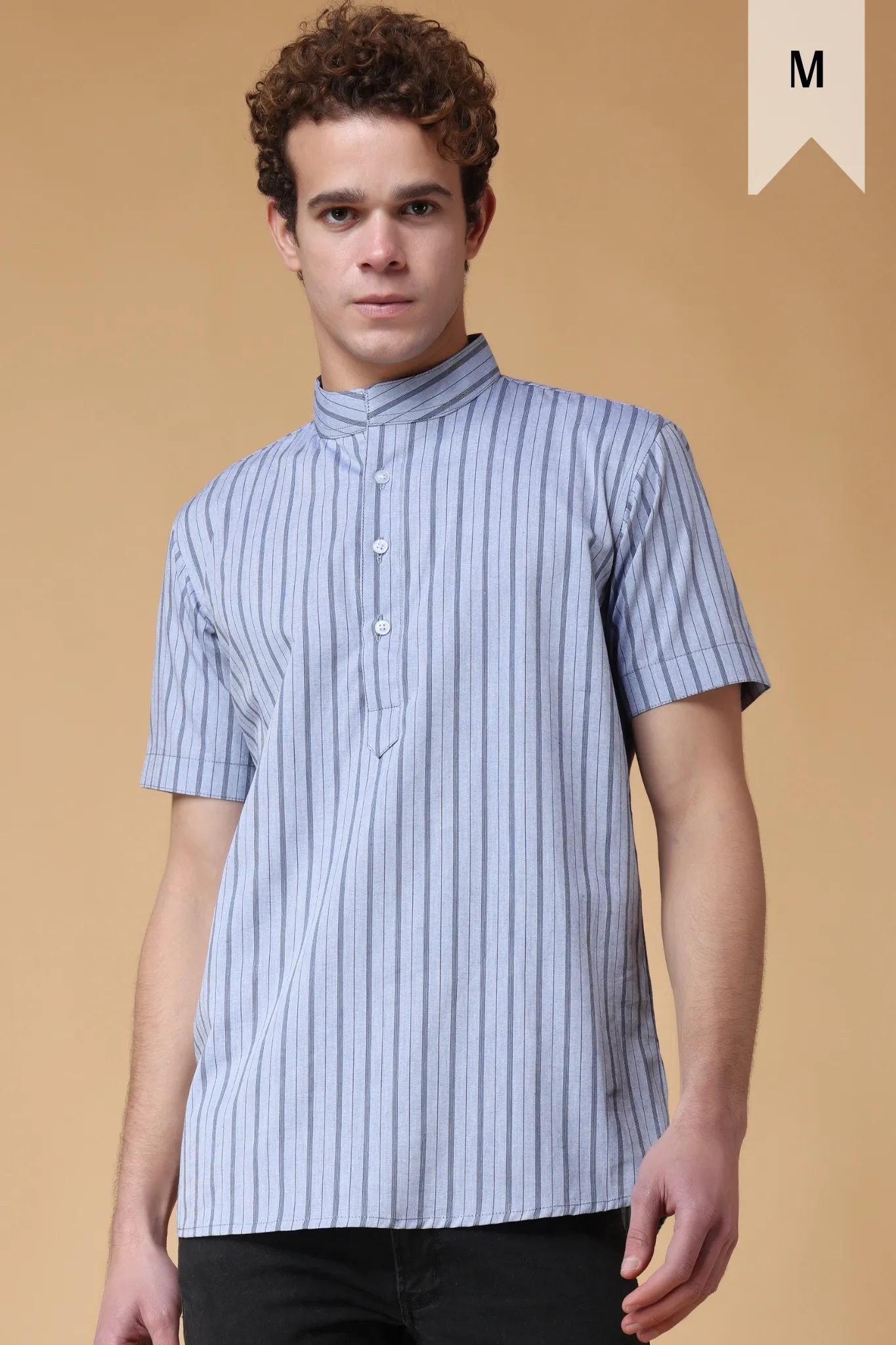 Dusty Grey Striped Kurta