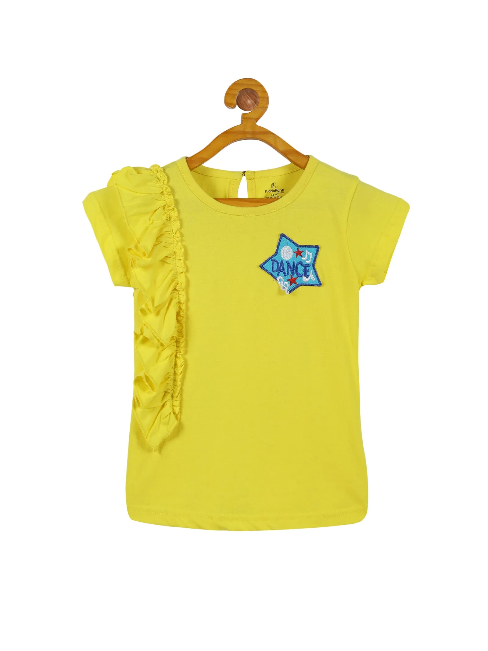 Girls Frill Tee with Badge & Over Lap Shorts With Bow Set