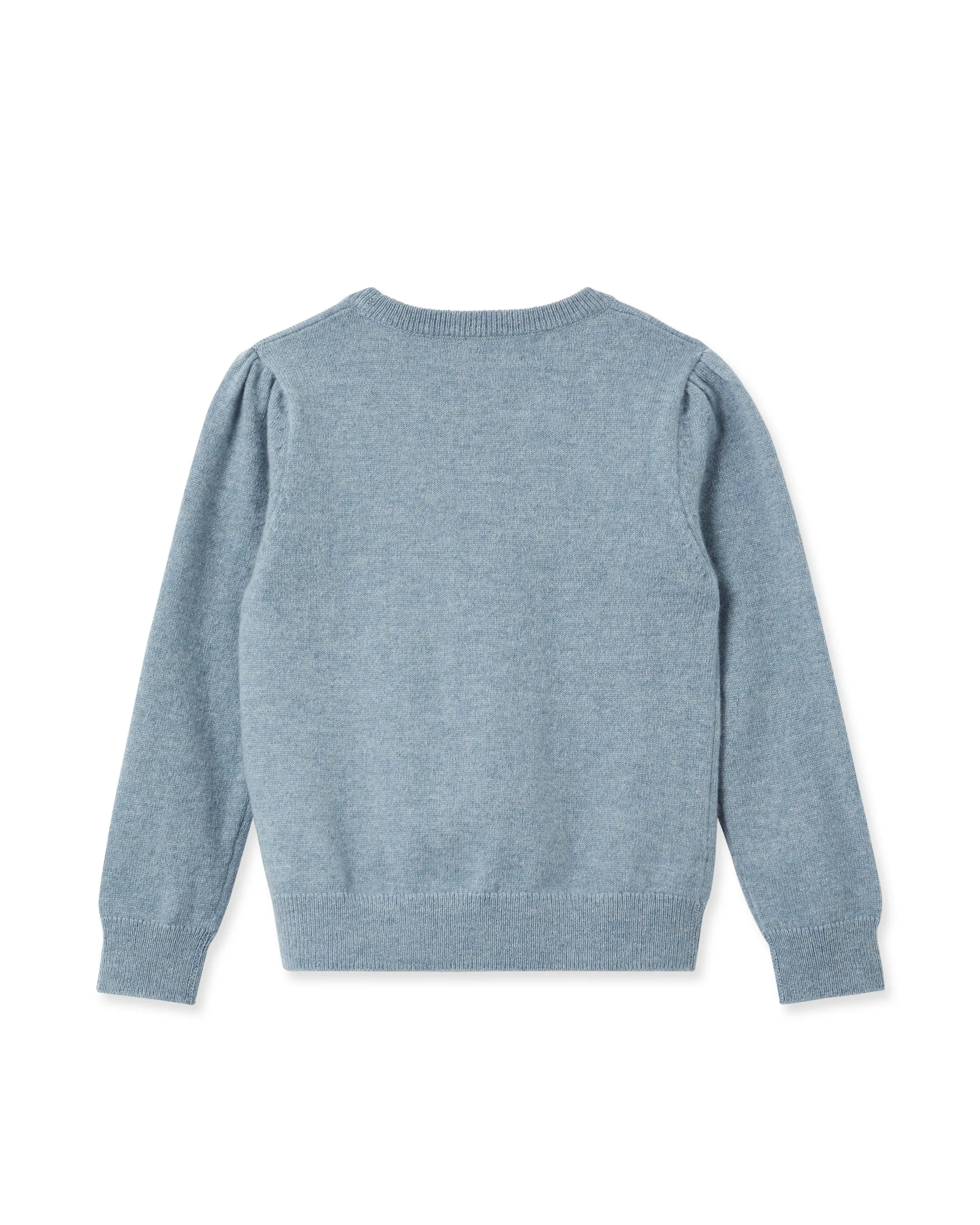 Girls Round Neck Cashmere Sweater Heather Blue