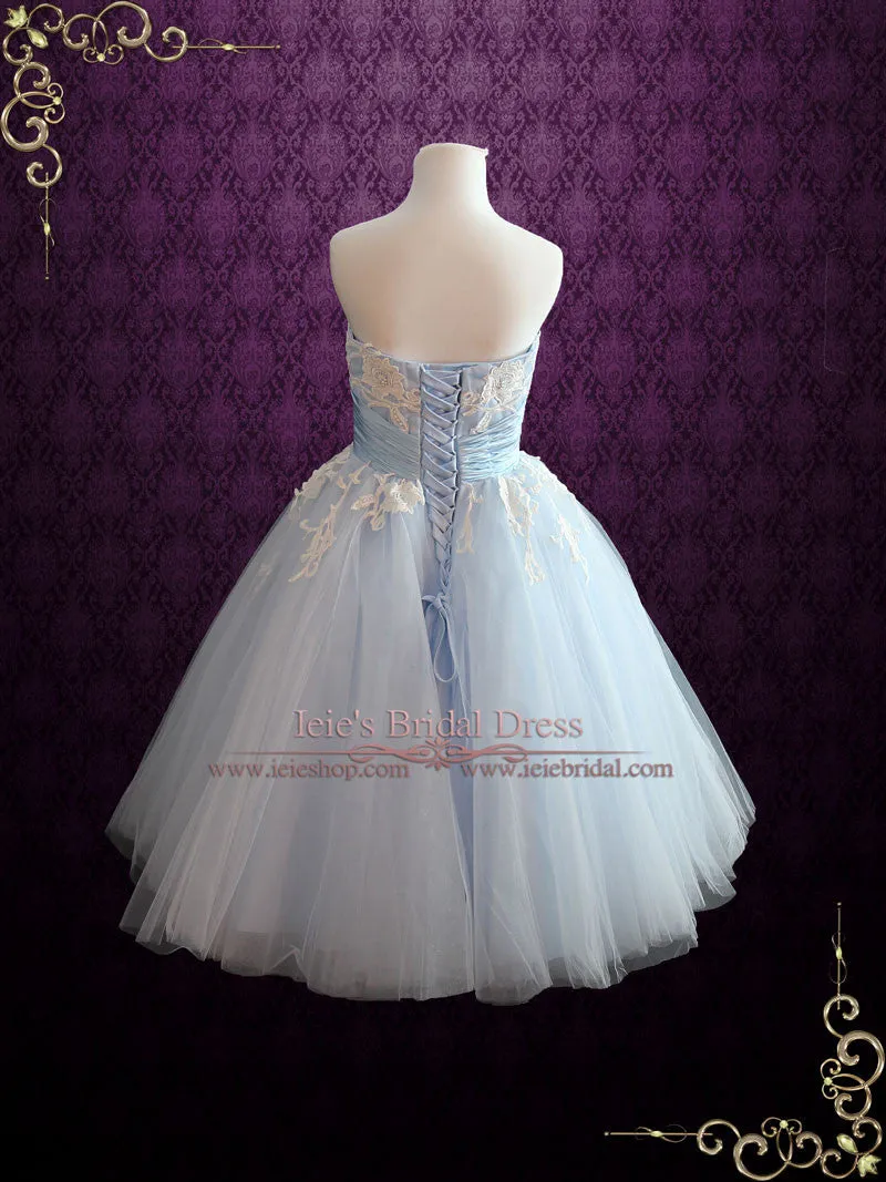 Ice Blue Retro Tea Length Ballerina Style Formal Dress KELSEY