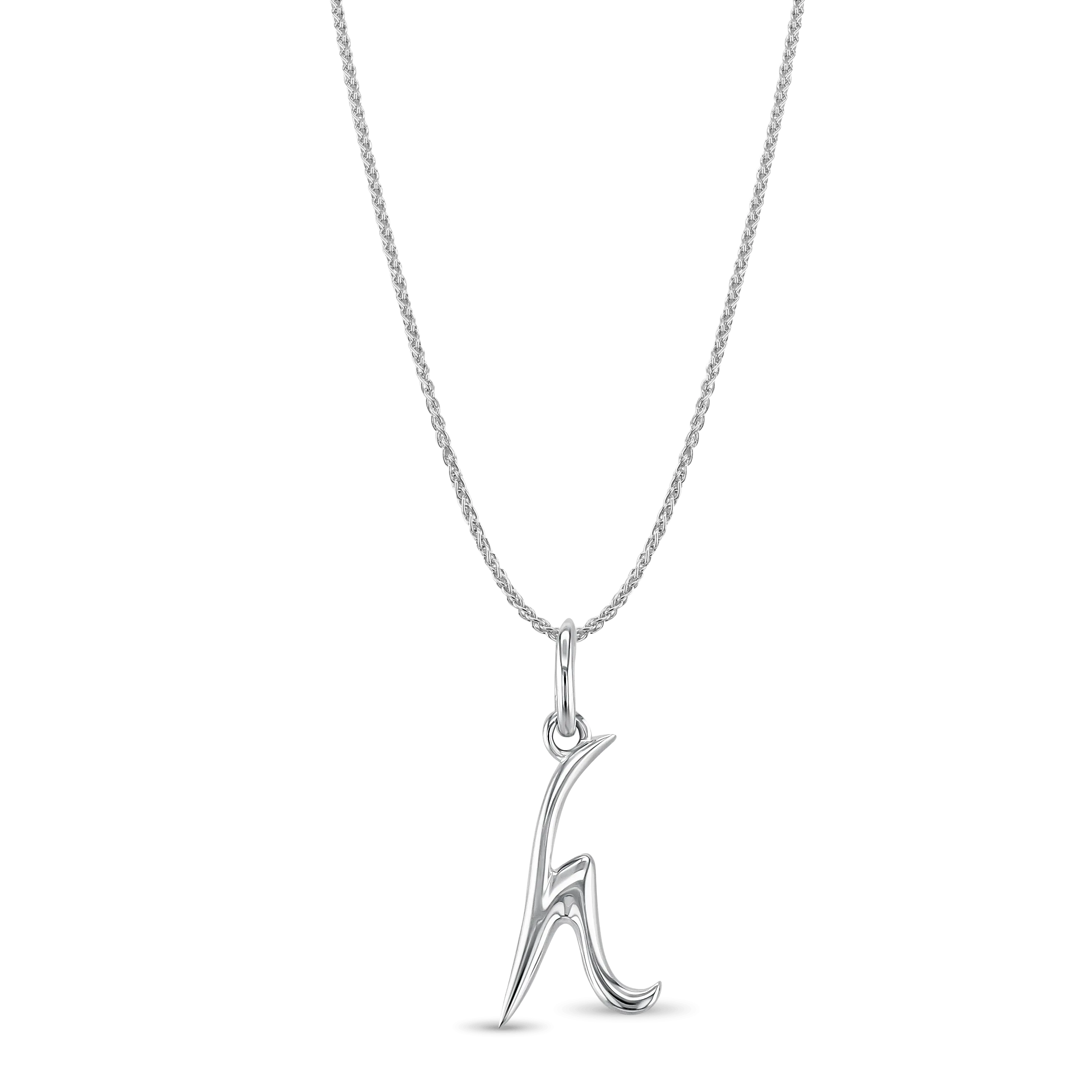 Initial H Love Letter Mini Pendant in Silver