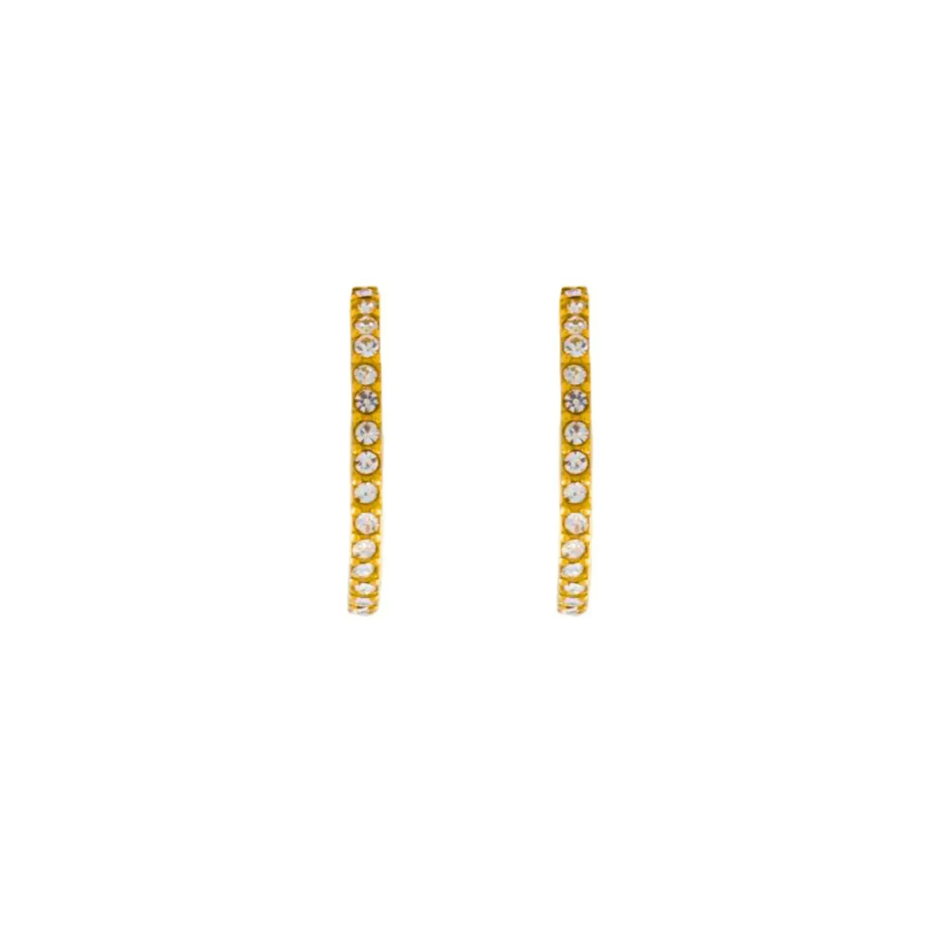 Joy Waterproof Clear CZ on Edges Hoop Earring 18K Gold Plating