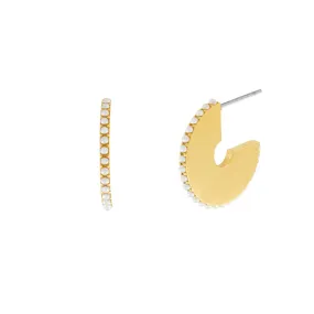 Joy Waterproof Clear CZ on Edges Hoop Earring 18K Gold Plating