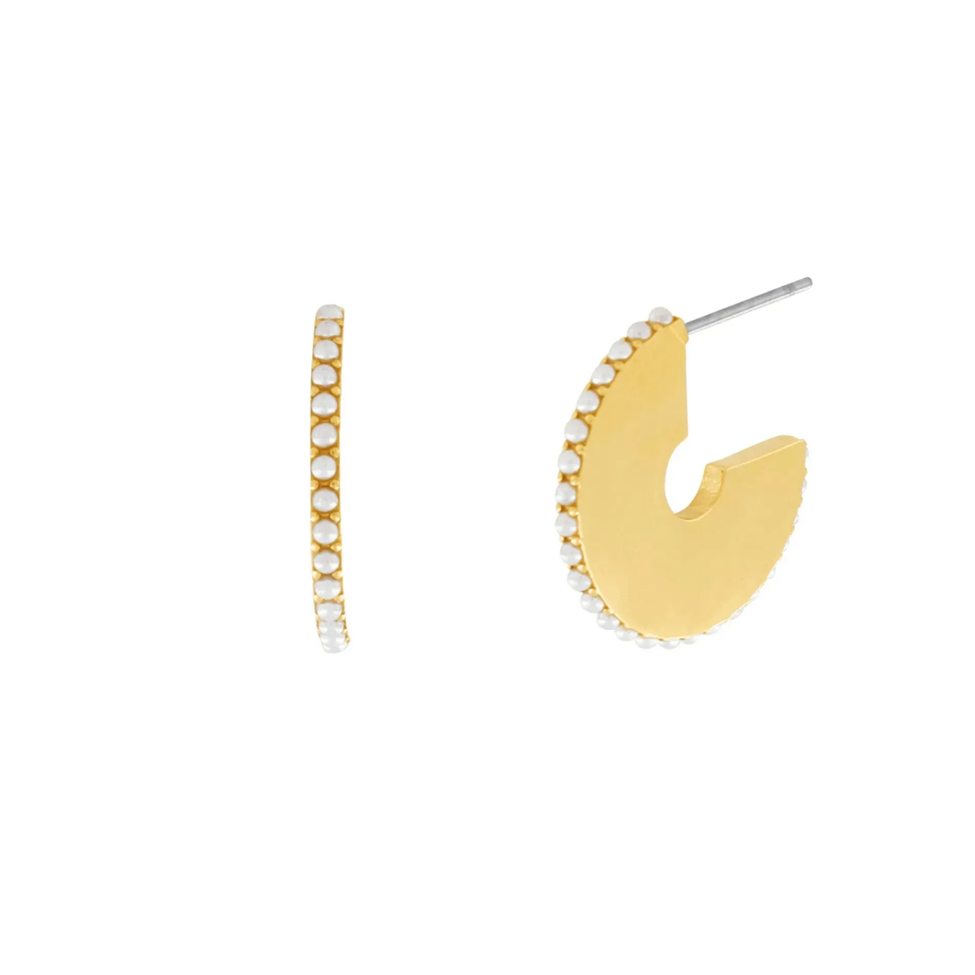 Joy Waterproof Clear CZ on Edges Hoop Earring 18K Gold Plating