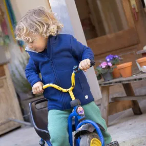 Light Boiled Merino Wool Zip Jacket - Navy (1-10y)