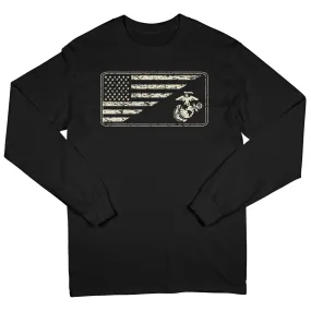 Marines Sand EGA & Split U.S. Flag Long Sleeve Tee