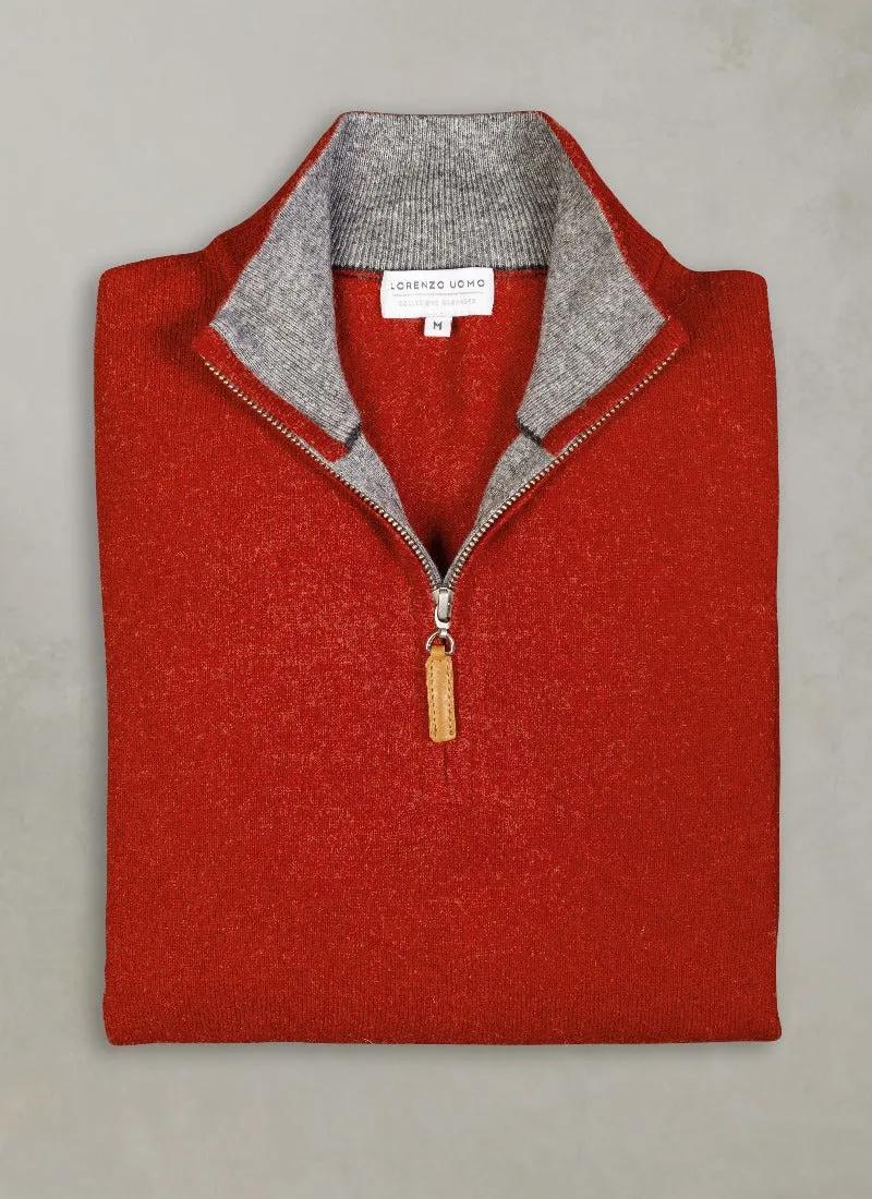 Men's Madison Quarter Zip Cashmere Sweater in Cinna