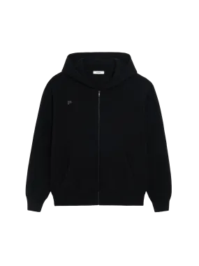 Mens Recycled Cashmere Zipped Hoodie—black