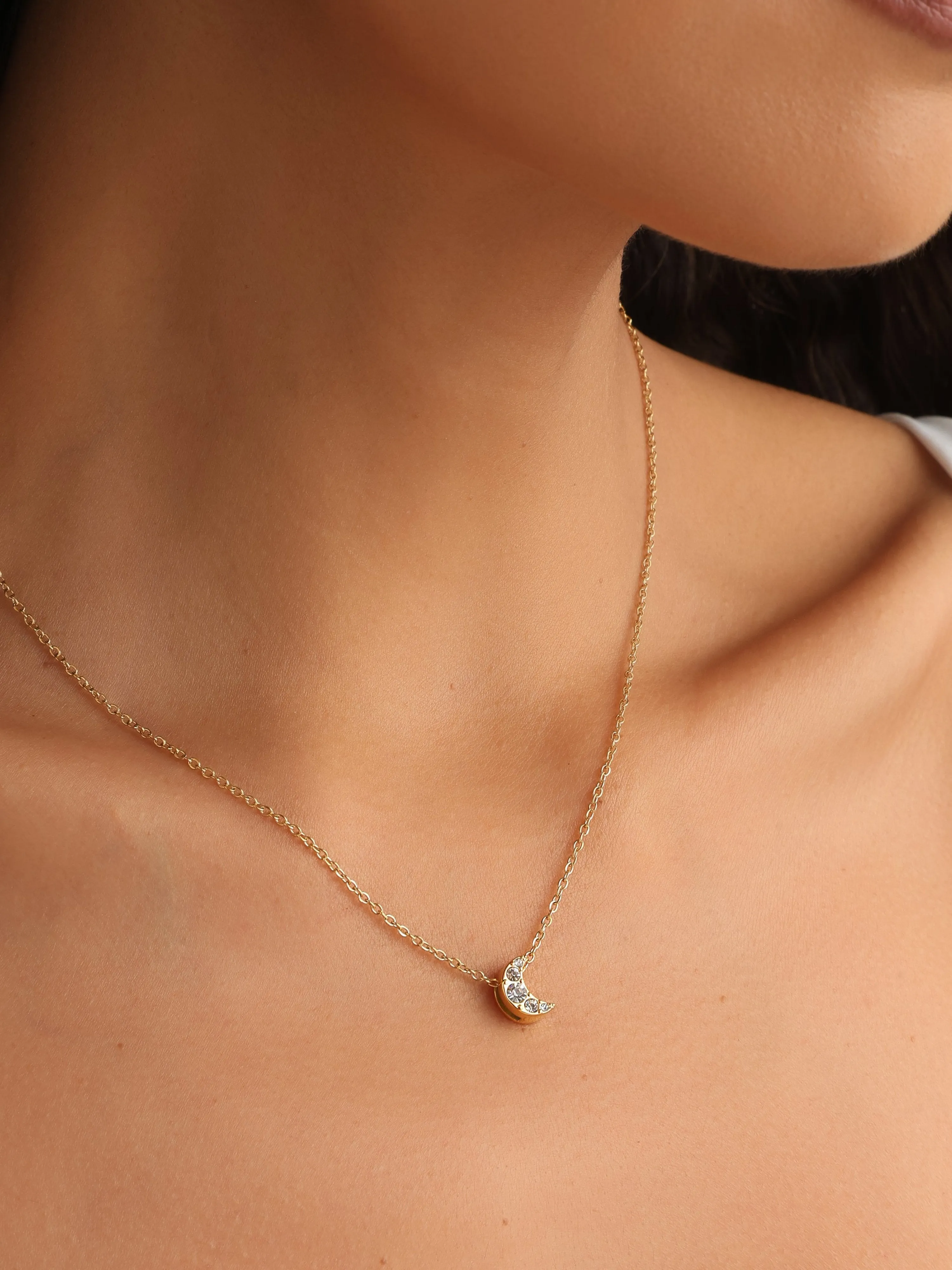 Mini Moon Charm Necklace