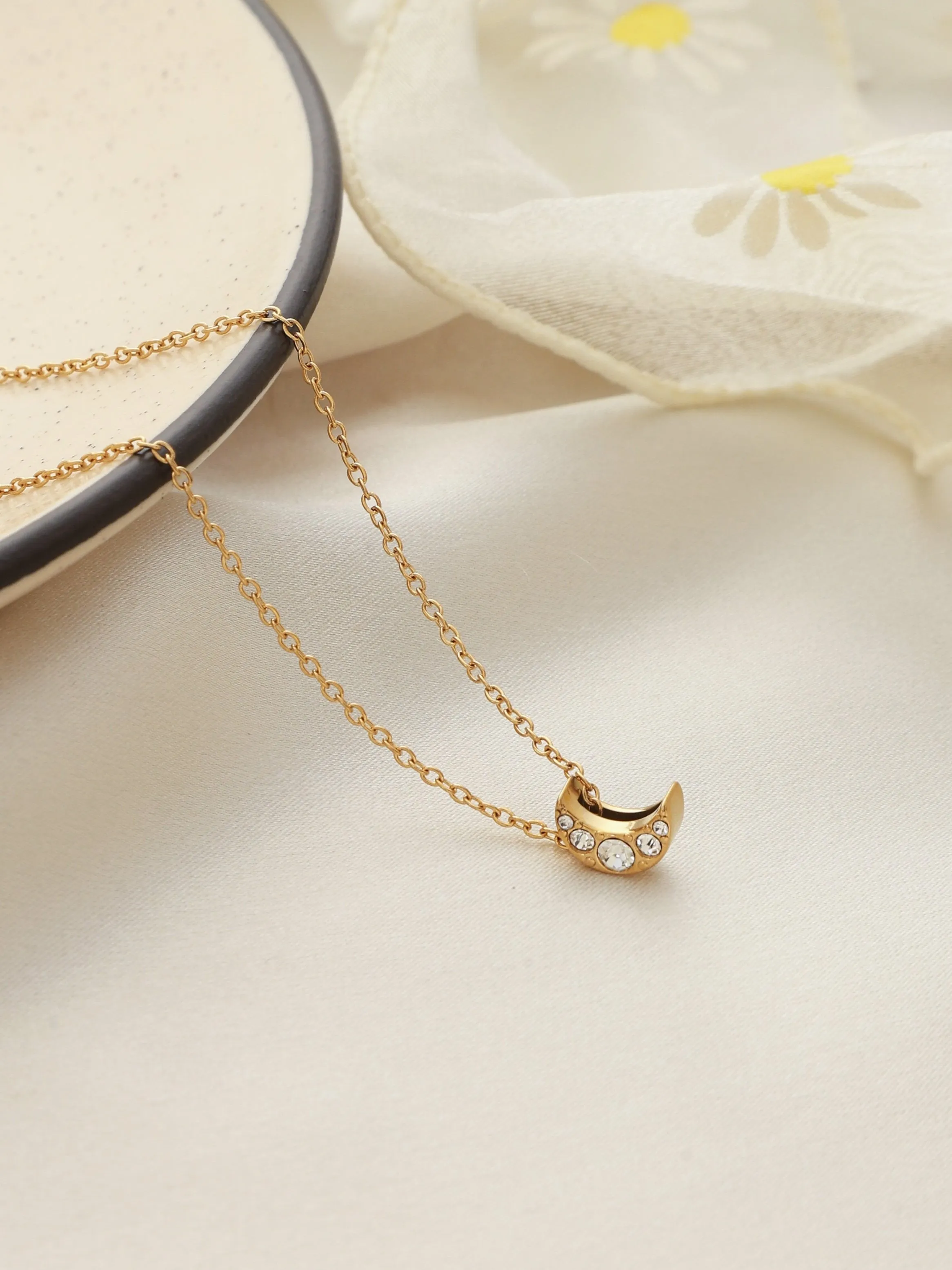 Mini Moon Charm Necklace