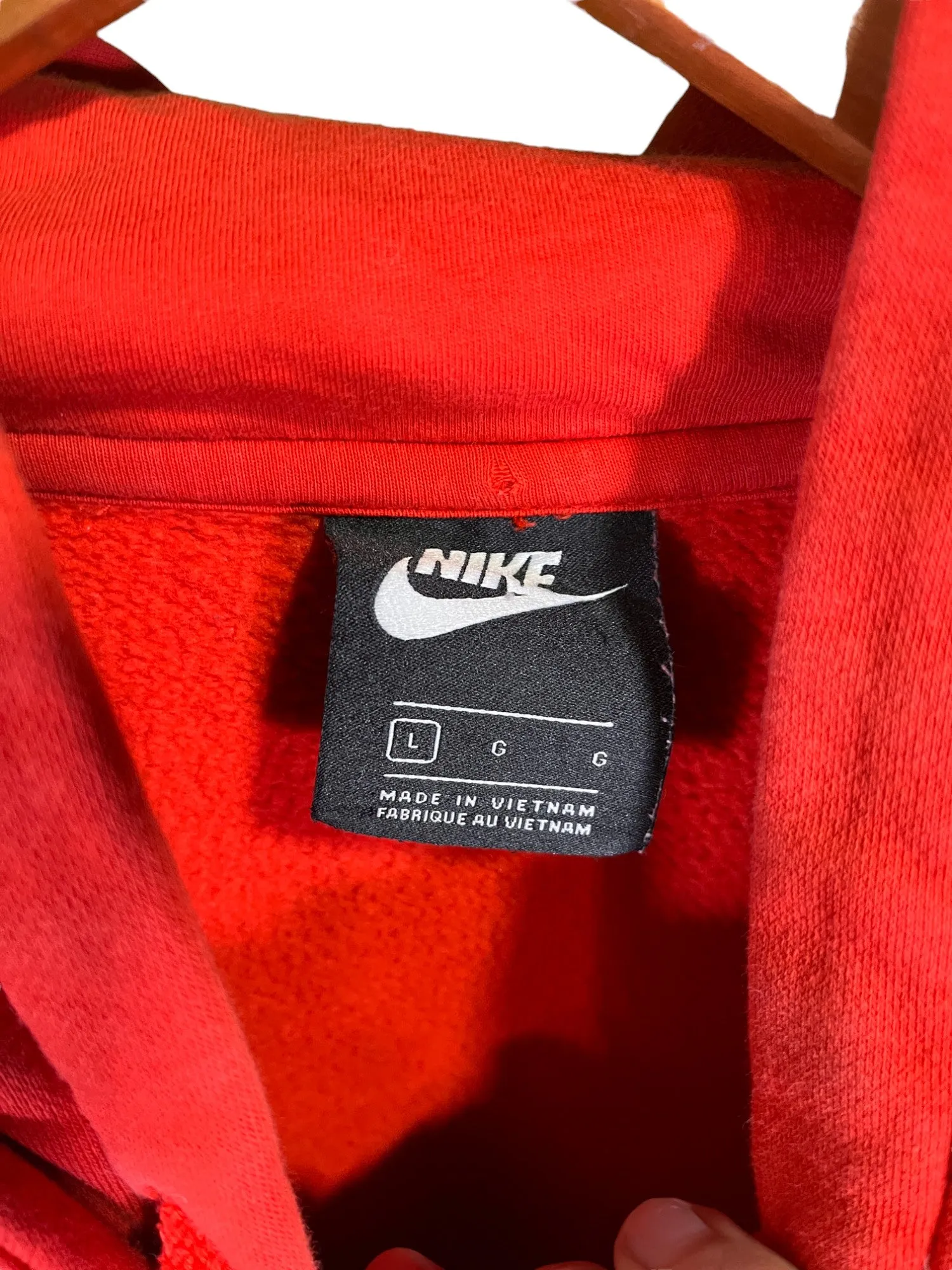 Nike Air Red Pullover Swoosh Logo Hoodie Size Large