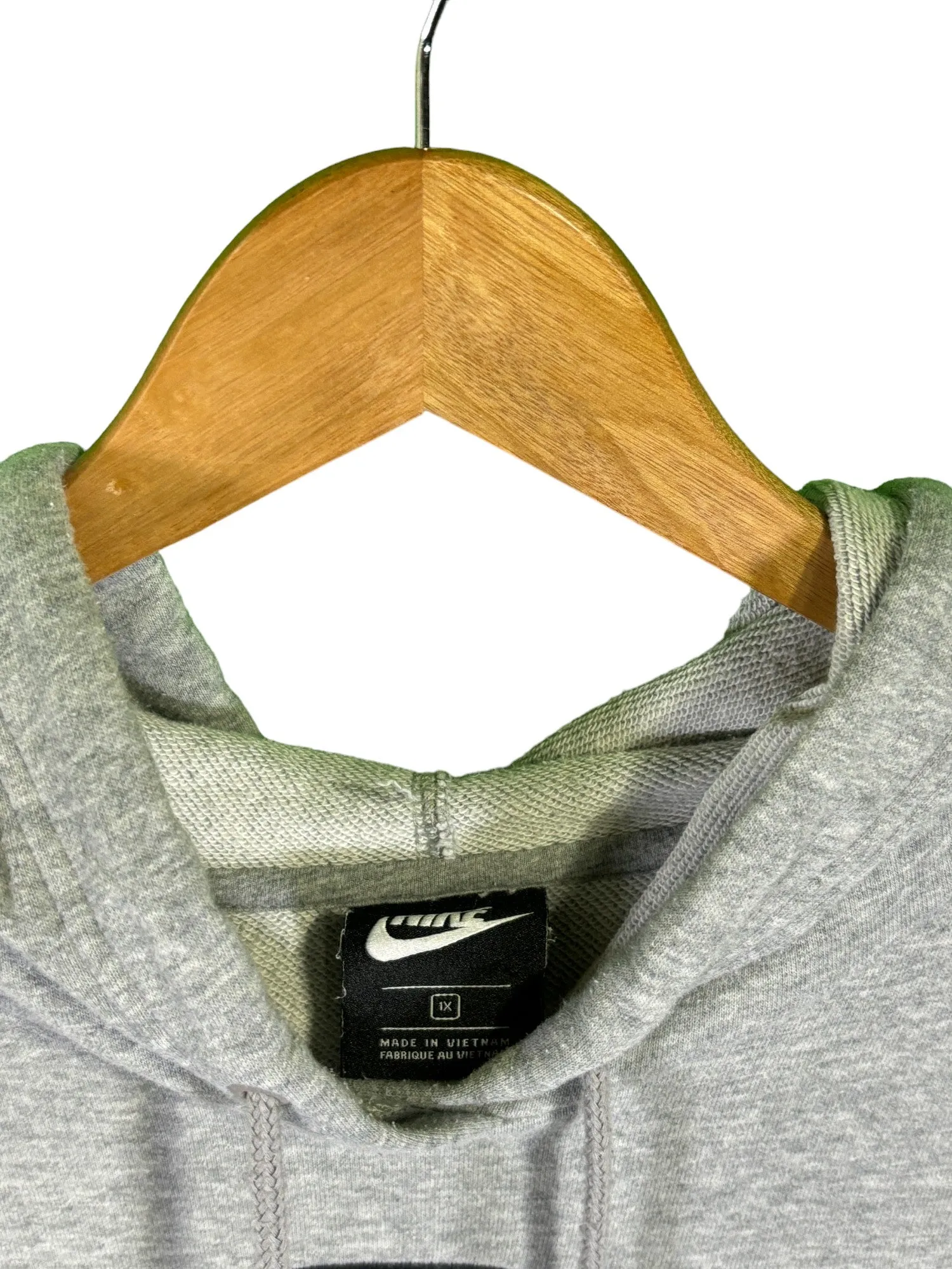 Nike Oval Logo Spellout Swoosh Logo Grey Pullover Hoodie Size Large