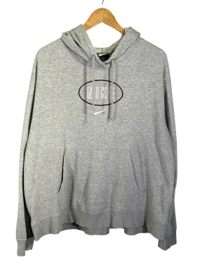 Nike Oval Logo Spellout Swoosh Logo Grey Pullover Hoodie Size Large