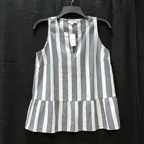 NWT Wmns LOFT 100% Cotton Gray & White Striped Loose Fit Tank Top Sz XS Petite