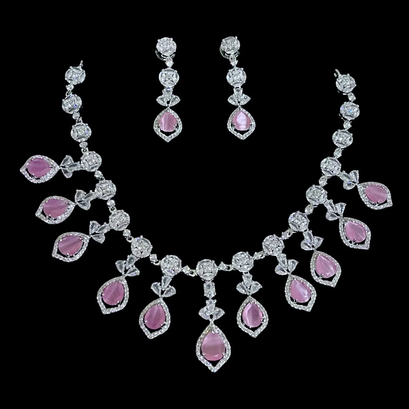 Pastel Pink Statement AD Zircon (CZ) Necklace